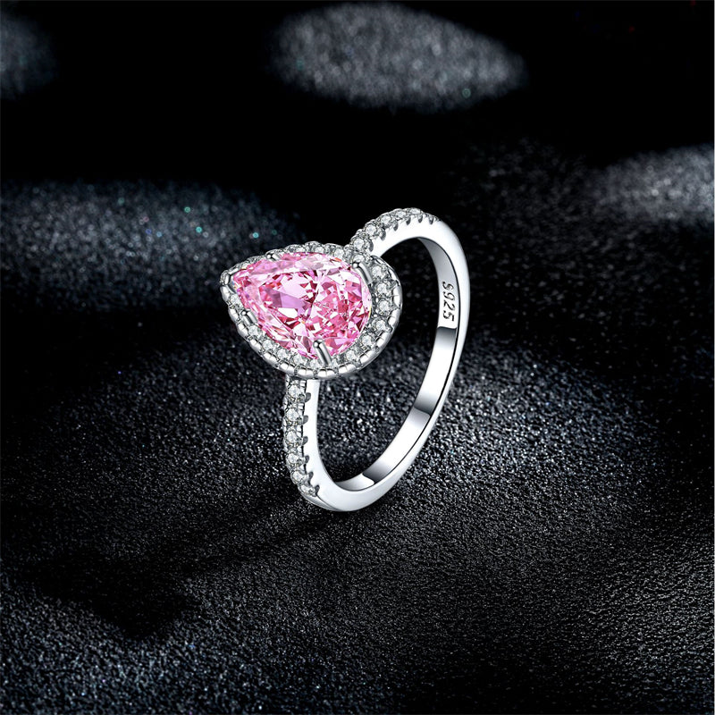 1.5ct Teardrop 925 Silver Ring - Elegant 6×9mm 5A Zirconia Gemstone Band with High-Carbon Diamonds