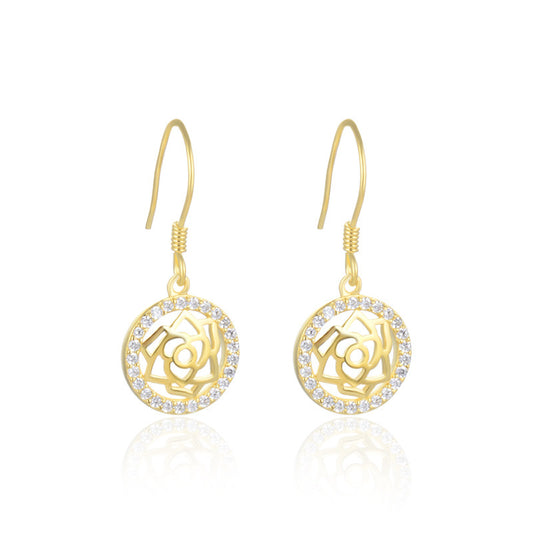 S925 Sterling Silver Swastika Earrings - Natural Style Cultural Symbol Dangle Earrings