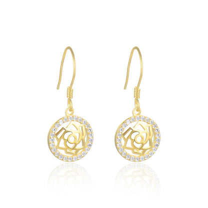 S925 Sterling Silver Swastika Earrings - Natural Style Cultural Symbol Dangle Earrings