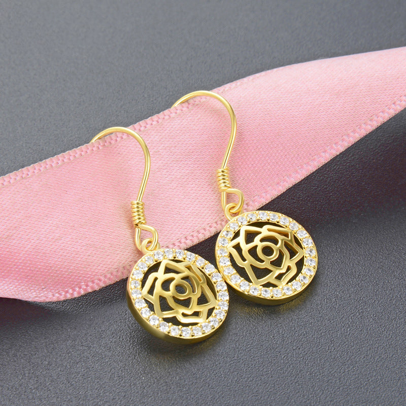 S925 Sterling Silver Swastika Earrings - Natural Style Cultural Symbol Dangle Earrings