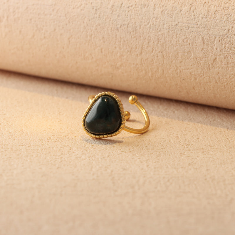 Green Aquamarine Love Symbol Ring
