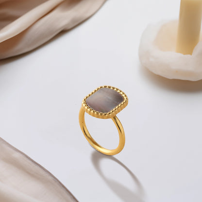 Elegant Grey Mother of Pearl Inlaid Ring