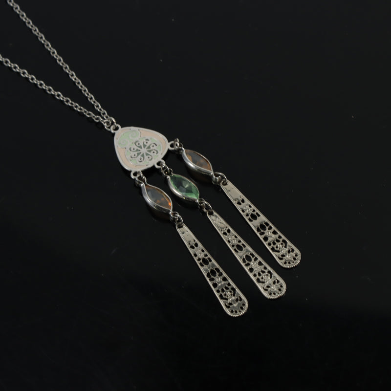 Retro Silver Copper O-Chain Necklace with Tassel Pendant