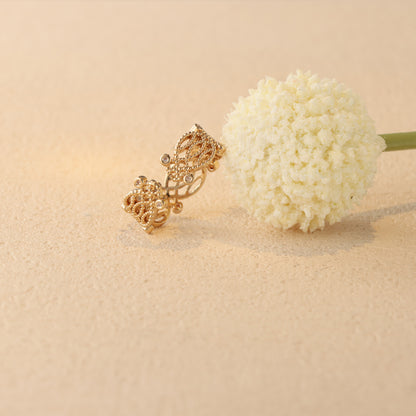 Hollow Floral Pattern Rose Gold Copper Ring