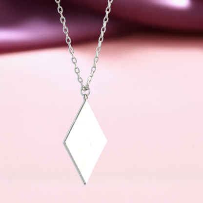 Silver Cross Necklace with Square Pendant