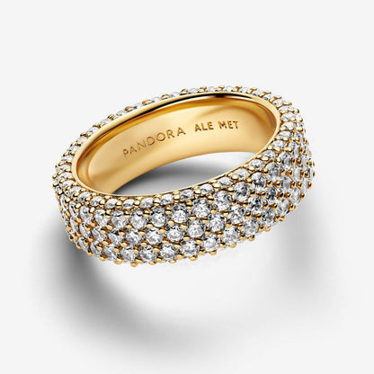 Timeless Pavé Triple Row Gold Ring