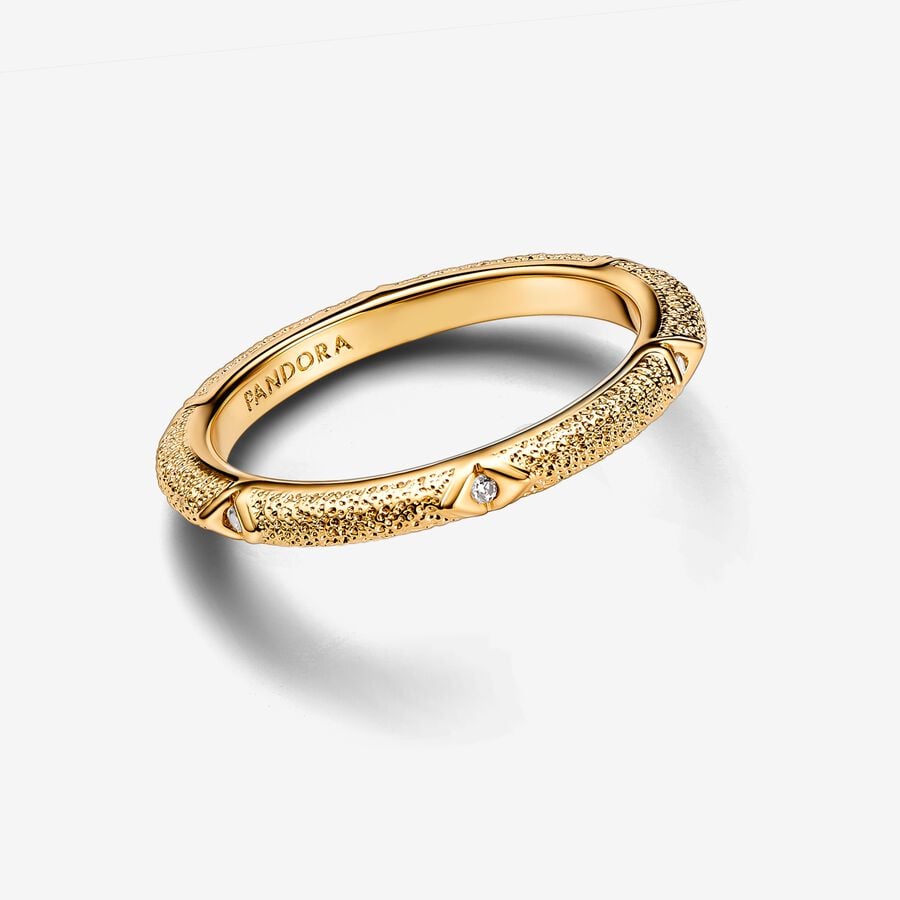 Gold Texture & Stones Ring