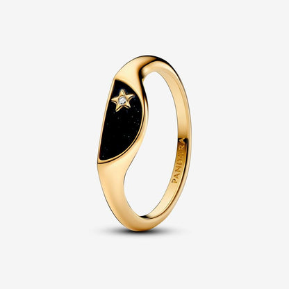 Contrast Halved Ring Black Enamel