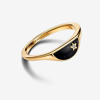 Contrast Halved Ring Black Enamel
