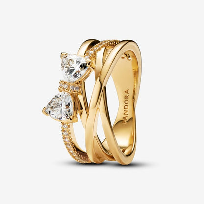 Gold Pavé Bow Accent Ring