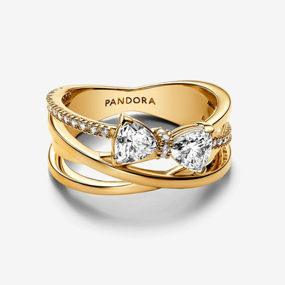 Gold Pavé Bow Accent Ring