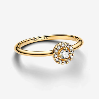 Cubic Zirconia Halo Ring 14k Gold Plated Elegant
