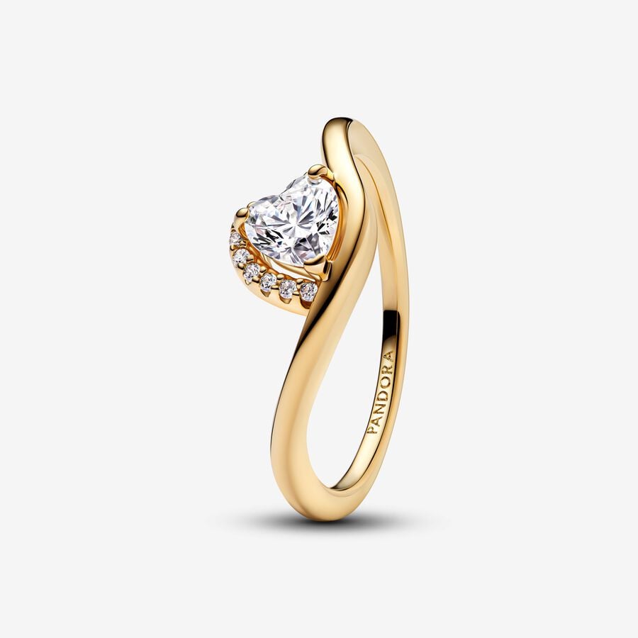 Timeless Wavy Heart CZ Ring