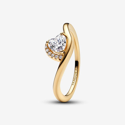 Timeless Wavy Heart CZ Ring