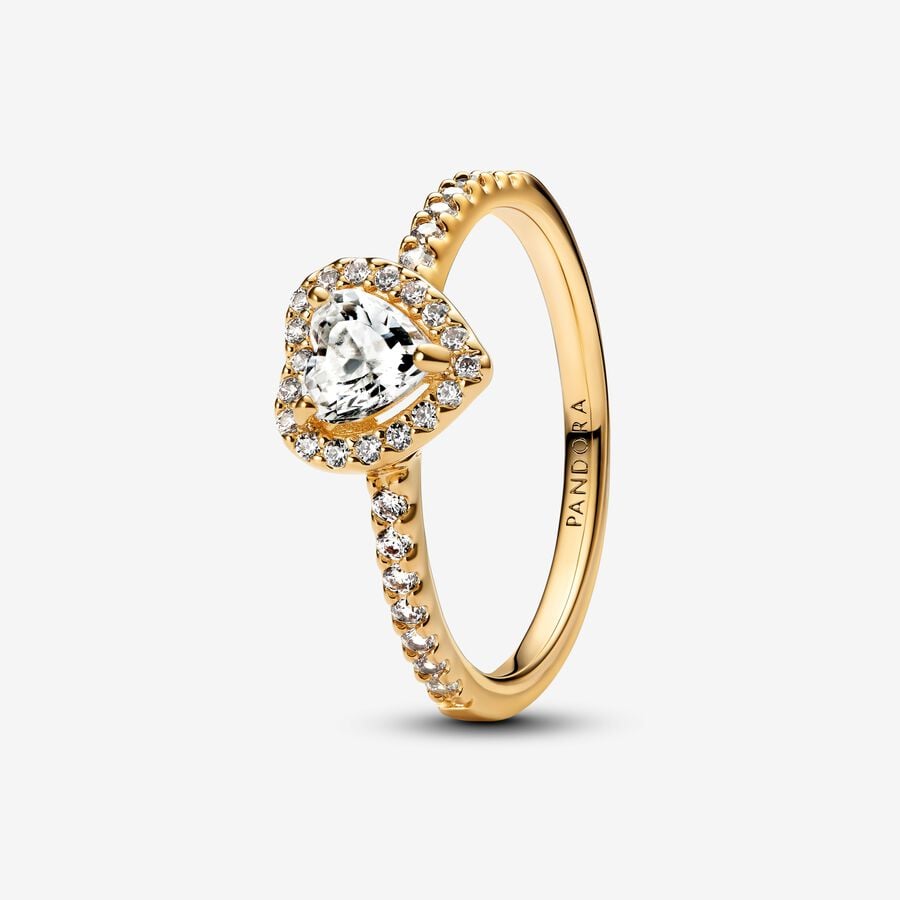 Dainty Gold Heart Ring – Pavé Detailing