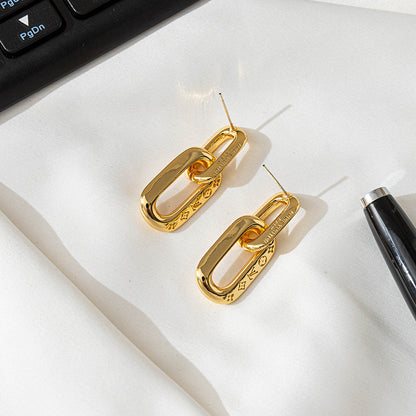 18K Gold Plated Geometric Paperclip Hoop Earrings for Women - Sweet & Edgy Style