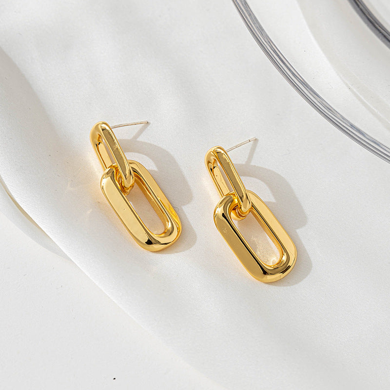 18K Gold Plated Geometric Paperclip Hoop Earrings for Women - Sweet & Edgy Style