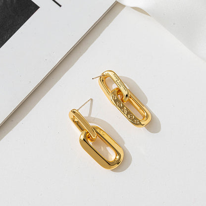 18K Gold Plated Geometric Paperclip Hoop Earrings for Women - Sweet & Edgy Style