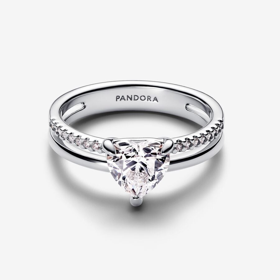 Connected Hearts Double Band Silver Ring
