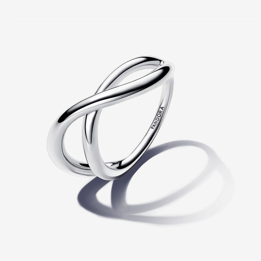 Organically Shaped Infinity Ring Sterling Silver Wave Design