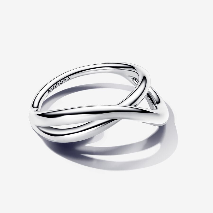 Organically Shaped Infinity Ring Sterling Silver Wave Design