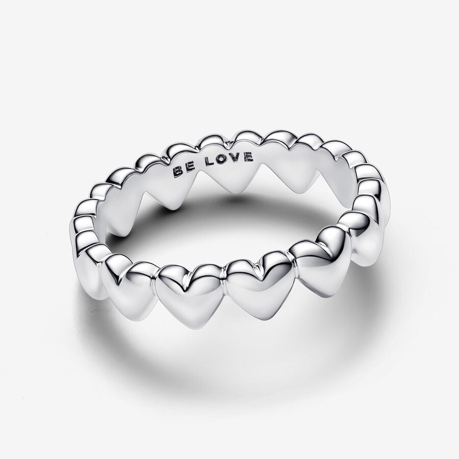 Delicate Heart Chain Silver Ring