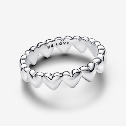 Delicate Heart Chain Silver Ring