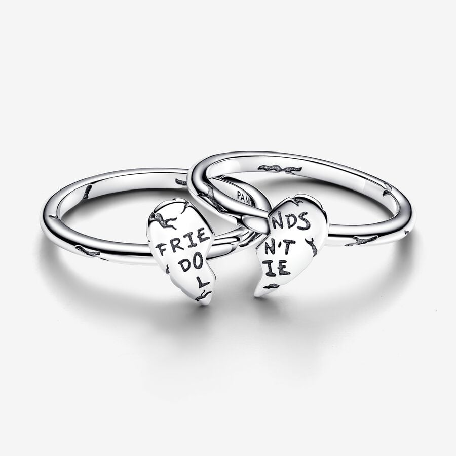 Sterling Silver Split Heart Friendship Ring