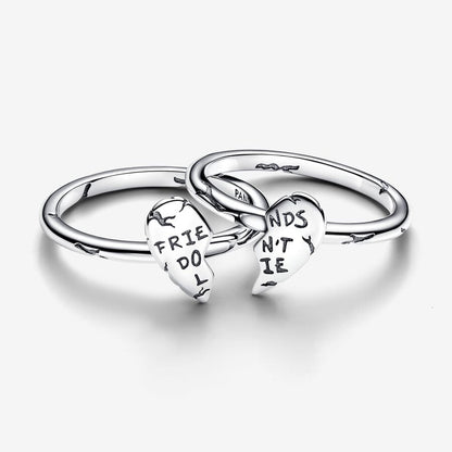 Sterling Silver Split Heart Friendship Ring