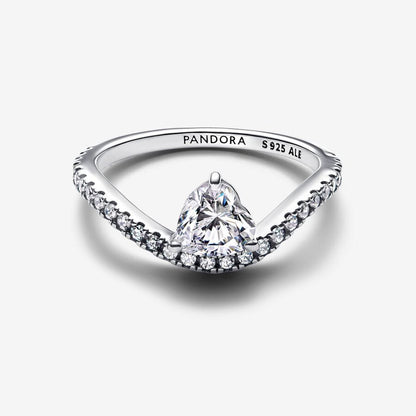 Heart Cut CZ Wavy Band Ring