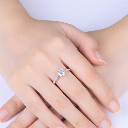 1CT D Color Moissanite Eternity Band - 925 Sterling Silver Six-Prong Diamond Ring for Women