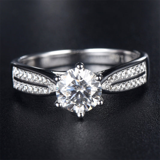 1CT D Color Moissanite Six-Prong Solitaire Ring - 925 Sterling Silver Queen's Diamond Ring