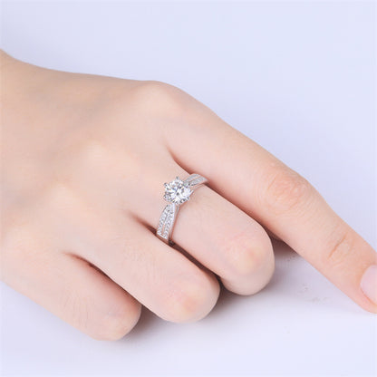 1CT D Color Moissanite Six-Prong Solitaire Ring - 925 Sterling Silver Queen's Diamond Ring