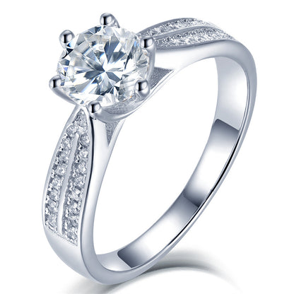 1CT D Color Moissanite Six-Prong Solitaire Ring - 925 Sterling Silver Queen's Diamond Ring