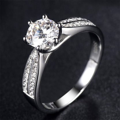 1CT D Color Moissanite Six-Prong Solitaire Ring - 925 Sterling Silver Queen's Diamond Ring