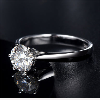 1CT D Color Moissanite Solitaire Ring - 925 Sterling Silver Six-Prong Engagement Ring with Certificate