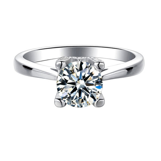 1CT D Color Moissanite Solitaire Ring - 925 Sterling Silver Women's Engagement Ring