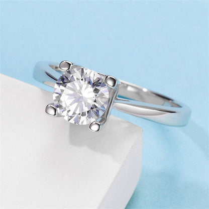 1CT D Color Moissanite Solitaire Ring - 925 Sterling Silver Women's Engagement Ring