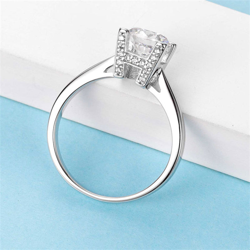 1CT D Color Moissanite Solitaire Ring - 925 Sterling Silver Women's Engagement Ring