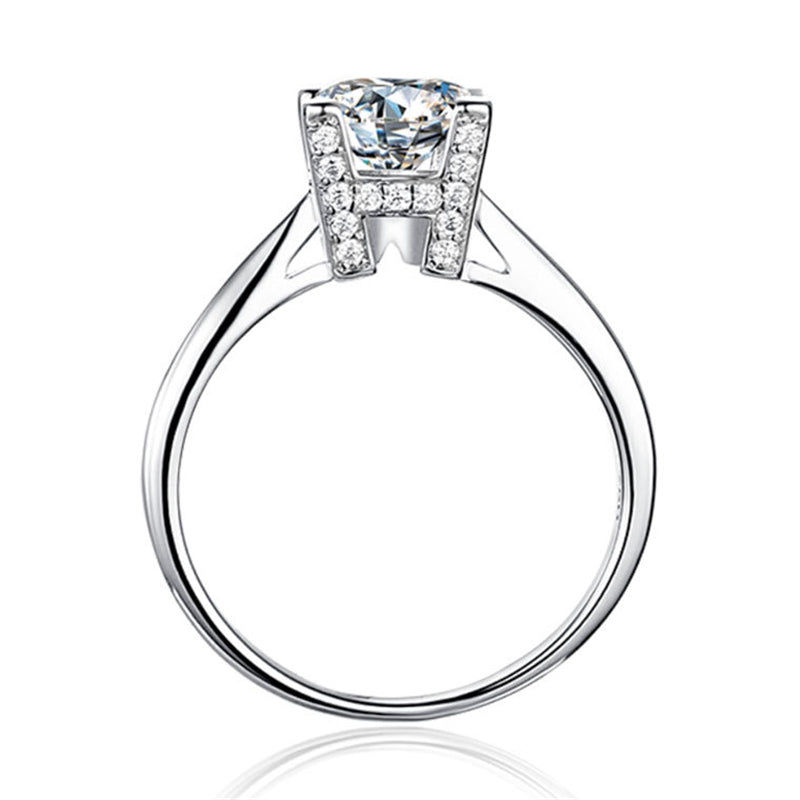 1CT D Color Moissanite Solitaire Ring - 925 Sterling Silver Women's Engagement Ring