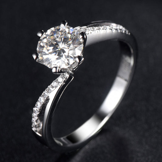 1CT D Color Moissanite Twist Band Ring - 925 Sterling Silver Elegant Wedding Ring for Women