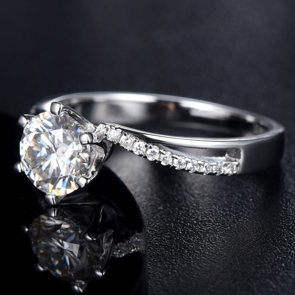 1CT D Color Moissanite Twist Band Ring - 925 Sterling Silver Elegant Wedding Ring for Women