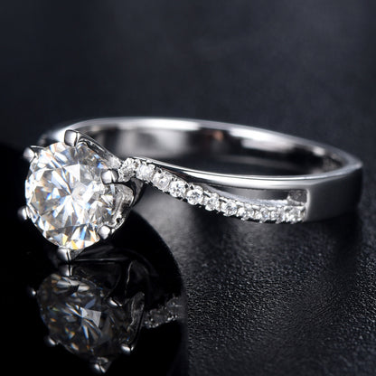 1CT D Color Moissanite Twist Band Ring - 925 Sterling Silver Elegant Wedding Ring for Women