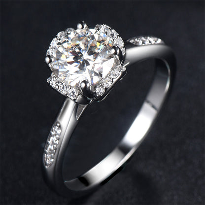 1CT Floral Moissanite Engagement Ring - 925 Sterling Silver Diamond Simulant Wedding Band