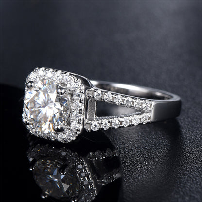 1CT High-Shine Moissanite Engagement Ring - 925 Sterling Silver Plated Solitaire