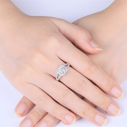 1CT High-Shine Moissanite Engagement Ring - 925 Sterling Silver Plated Solitaire