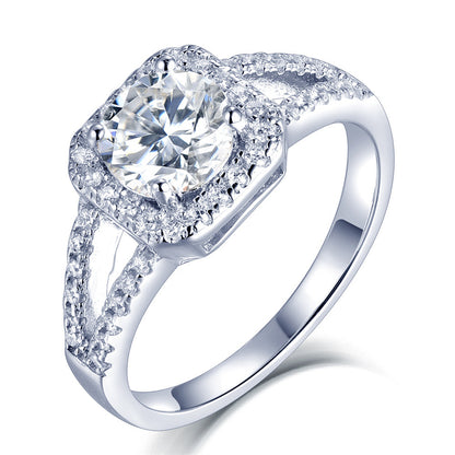 1CT High-Shine Moissanite Engagement Ring - 925 Sterling Silver Plated Solitaire