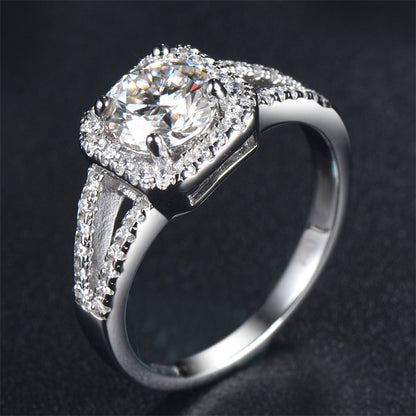 1CT High-Shine Moissanite Engagement Ring - 925 Sterling Silver Plated Solitaire