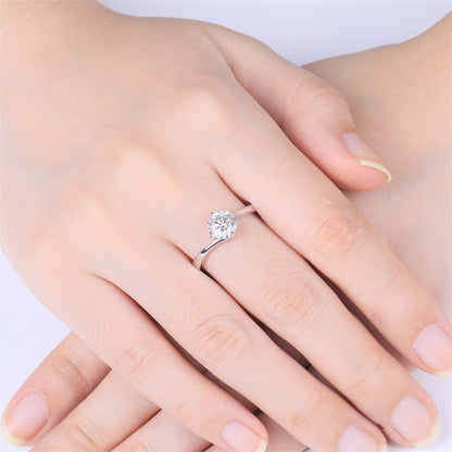 1CT Moissanite Adjustable Ring - 925 Sterling Silver Four-Prong Solitaire Engagement Ring