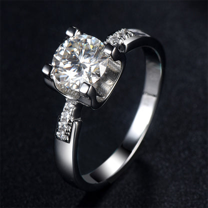1CT Moissanite Bullhead Four-Prong Engagement Ring - 925 Sterling Silver Solitaire Ring